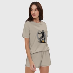 Женская пижама с шортиками хлопок Золотой мяч футболиста - фото 2