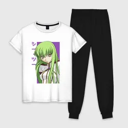Женская пижама с белой футболкой хлопок СС Код Гиас
