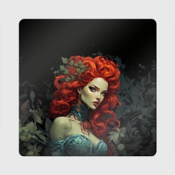 Магнит виниловый Квадрат Рыжая ведьма и листья 