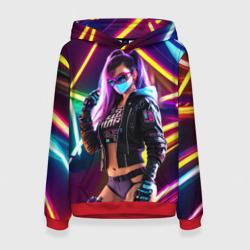 Женская толстовка 3D Cool girl - cyberpunk - neon glow