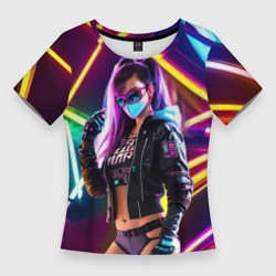 Женская футболка 3D Slim Cool girl - cyberpunk - neon glow