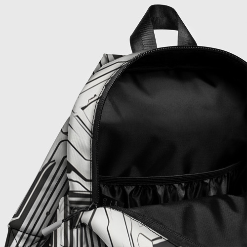 Детский рюкзак 3D с принтом Белые полосы на чёрном фоне, фото #4