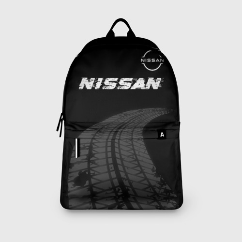 Рюкзак 3D Nissan speed на темном фоне со следами шин: символ сверху - фото 4