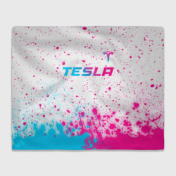 Плед 3D Tesla neon gradient style: символ сверху