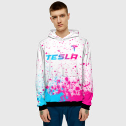 Мужская толстовка 3D Tesla neon gradient style: символ сверху - фото 2