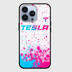 Чехол для iPhone 13 Pro Tesla neon gradient style: символ сверху