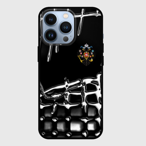 Чехол для iPhone 13 Pro с принтом Россия герб РФ, вид спереди #2