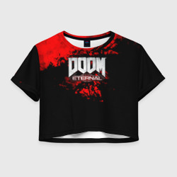 Женская футболка Crop-top 3D Doom blood game