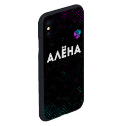 Чехол для iPhone XS Max матовый Алёна и неоновый герб России: символ сверху - фото 2