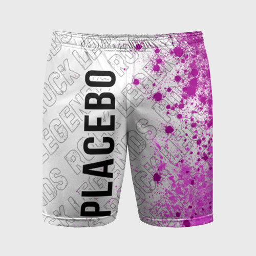 Мужские шорты спортивные с принтом Placebo rock legends: по-вертикали, вид спереди №1