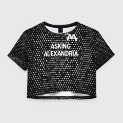 Женская футболка Crop-top 3D Asking Alexandria glitch на темном фоне: символ сверху