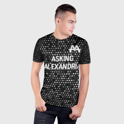 Мужская футболка 3D Slim Asking Alexandria glitch на темном фоне: символ сверху - фото 2