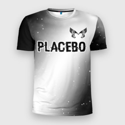 Мужская футболка 3D Slim Placebo glitch на светлом фоне: символ сверху