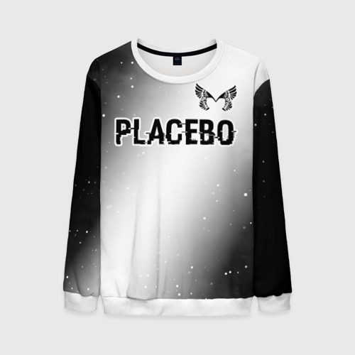 Мужской свитшот 3D с принтом Placebo glitch на светлом фоне: символ сверху, вид спереди #2
