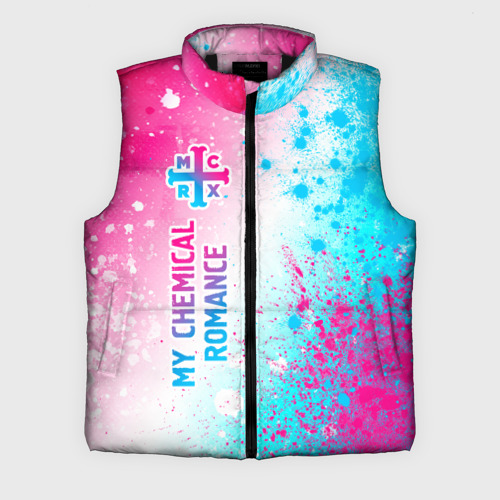 Мужской жилет утепленный 3D My Chemical Romance neon gradient style: по-вертикали, цвет черный