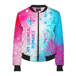 Женский бомбер 3D My Chemical Romance neon gradient style: по-вертикали