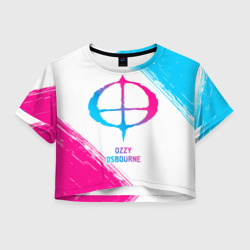 Женская футболка Crop-top 3D Ozzy Osbourne neon gradient style