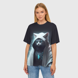 Женская футболка oversize 3D Инопланетный кот - фото 2