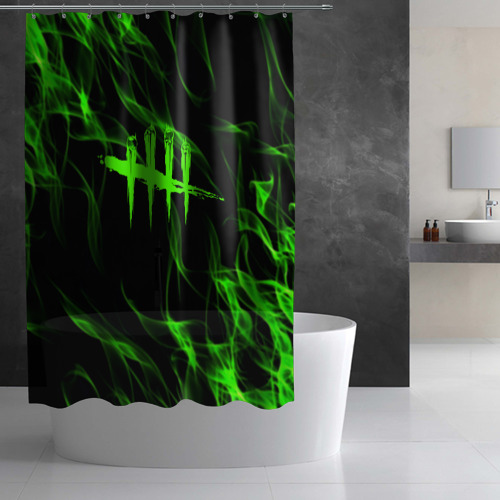 Штора 3D для ванной Dead by Daylight green flame - фото 2