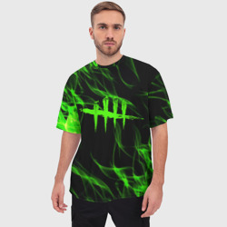 Мужская футболка oversize 3D Dead by Daylight green flame - фото 2