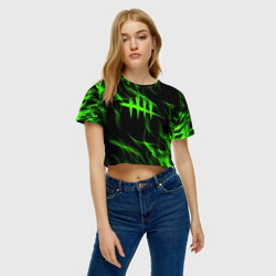 Женская футболка Crop-top 3D Dead by Daylight green flame - фото 2