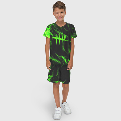 Детский костюм с шортами 3D Dead by Daylight green flame, цвет 3D печать - фото 3
