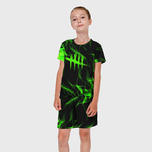 Детский костюм с шортами 3D Dead by Daylight green flame, цвет 3D печать - фото 5