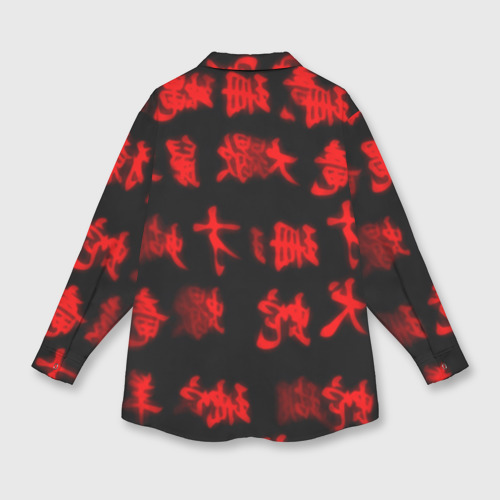 Мужская рубашка oversize 3D с принтом Стальной алхимик иероглифы, вид сзади #1