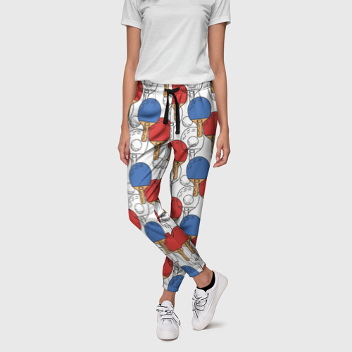 Женские брюки 3D Настольный теннис - ракетки, цвет 3D печать - фото 3
