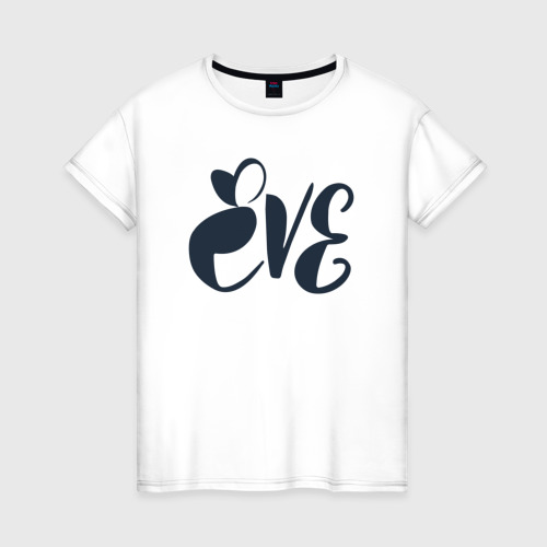 Женская футболка из хлопка с принтом Ева  женское имя, вид спереди №1