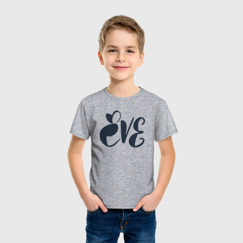Детская футболка хлопок Ева  женское имя, цвет меланж - фото 3