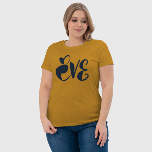 Женская футболка хлопок Ева  женское имя, цвет горчичный - фото 6