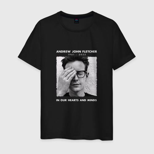 Мужская футболка хлопок Depeche Mode - Andy Fletcher in memory, цвет черный