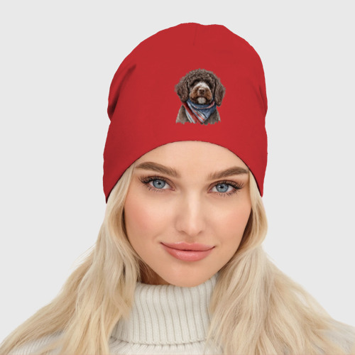 Женская шапка демисезонная Лаготто романьоло с банданой, цвет красный - фото 3