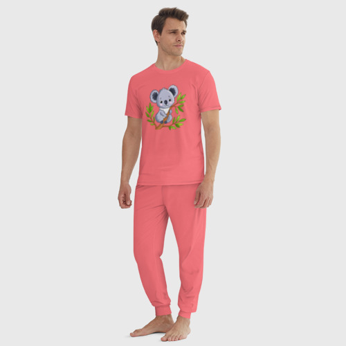 Мужская пижама хлопок с принтом Коала на дереве, вид сбоку #3