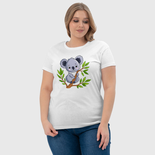 Женская футболка хлопок с принтом Коала на дереве, фото #4