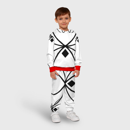 Детский костюм с толстовкой 3D Пауки узор, цвет красный - фото 3