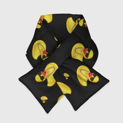 Шарф-пуховик 3D Жёлтая уточка в в темных очках и цепочке на черном 