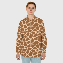 Мужская рубашка oversize 3D Кожа жирафа - giraffe - фото 2