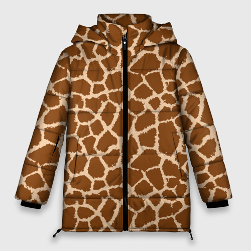Женская зимняя куртка Oversize Кожа жирафа - giraffe, цвет черный