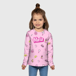 Детский лонгслив 3D Имя Мария в стиле барби - розовый паттерн аксессуары  - фото 2