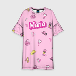 Детское платье 3D Имя Мария в стиле барби - розовый паттерн аксессуары 