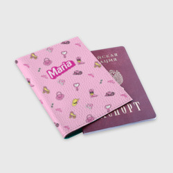 Обложка для паспорта матовая кожа Имя Мария в стиле барби - розовый паттерн аксессуары  - фото 2