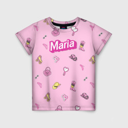 Детская футболка 3D Имя Мария в стиле барби - розовый паттерн аксессуары 