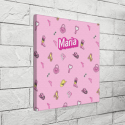 Холст квадратный Имя Мария в стиле барби - розовый паттерн аксессуары  - фото 2