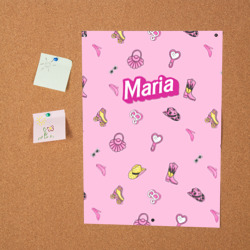 Постер Имя Мария в стиле барби - розовый паттерн аксессуары  - фото 2