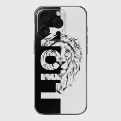 Чехол для iPhone 15 Pro Max силиконовый с защитой камеры Лев - царь зверей