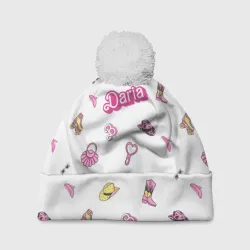 Шапка 3D c помпоном Дарья - в стиле барби: аксессуары паттерн