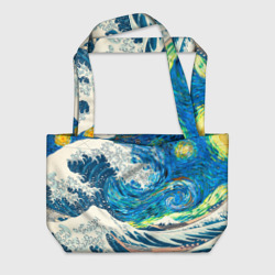 Пляжная сумка 3D Великая волна и звёздная ночь
