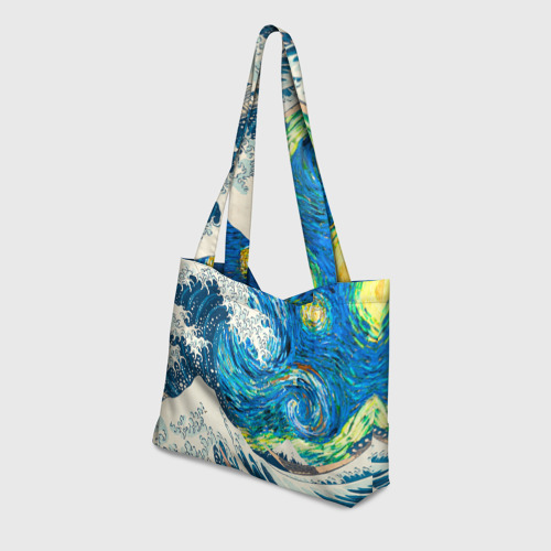 Пляжная сумка 3D Великая волна и звёздная ночь - фото 3